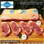 Beef Sirloin AGED BY GOODWINS Australia STEER young cattle (Striploin / New York Strip / Has Luar) chilled whole cut MIDFIELD +/- 5.5kg (price/kg) PRE ORDER 1-3 WORK DAYS